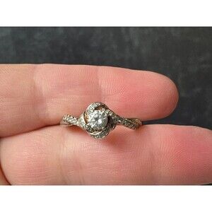 925 Sterling Silver CZ Statement Ring, Size US 8 Vintage